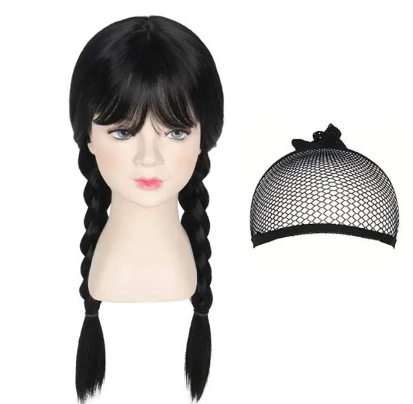 Peluca de Merlina con collar