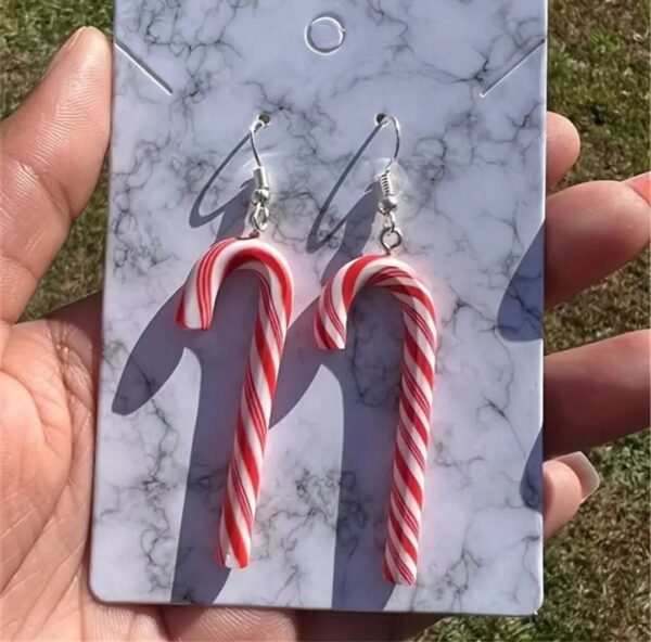 Aretes navideños de bastón