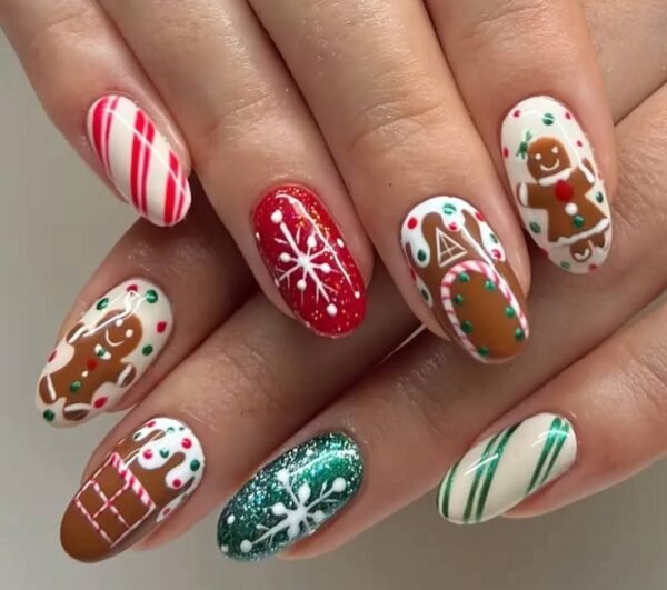 Set de 24 uñas navideñas