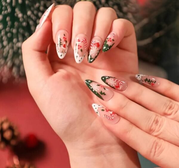 Set de 24 uñas navideñas