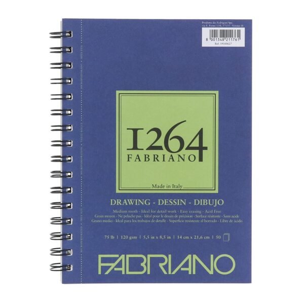 Block Fabriano 1264 Drawing Espiral 50h 120gr 14x21.6cm