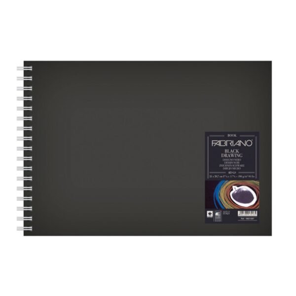 Black Drawing Book Fabriano Pasta Dura 40h Negras 190gr 14.8x21cm