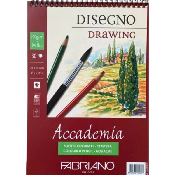 Block Academia Drawing Espiral 30h 200gr 21x29.7cm