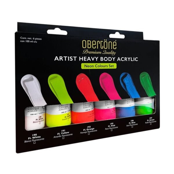Set 6 Acrílicos Colores Neones 100ml Artist Heavy Obertöne