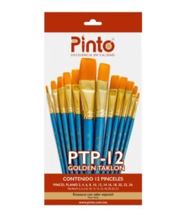 Set Pinceles Pinto PTP-12 Planos Taklon Dorado